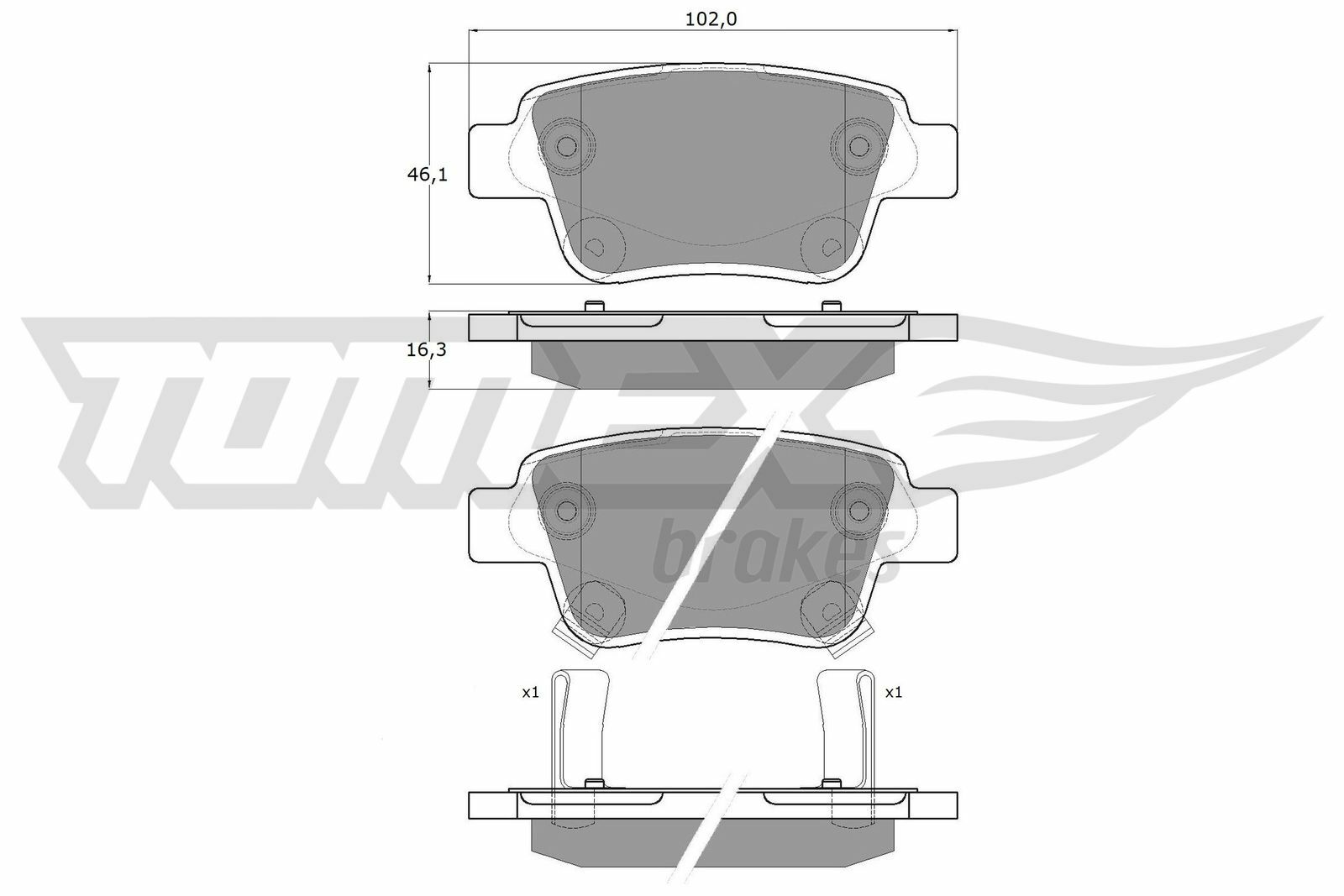 Sada brzdových destiček, kotoučová brzda TOMEX Brakes